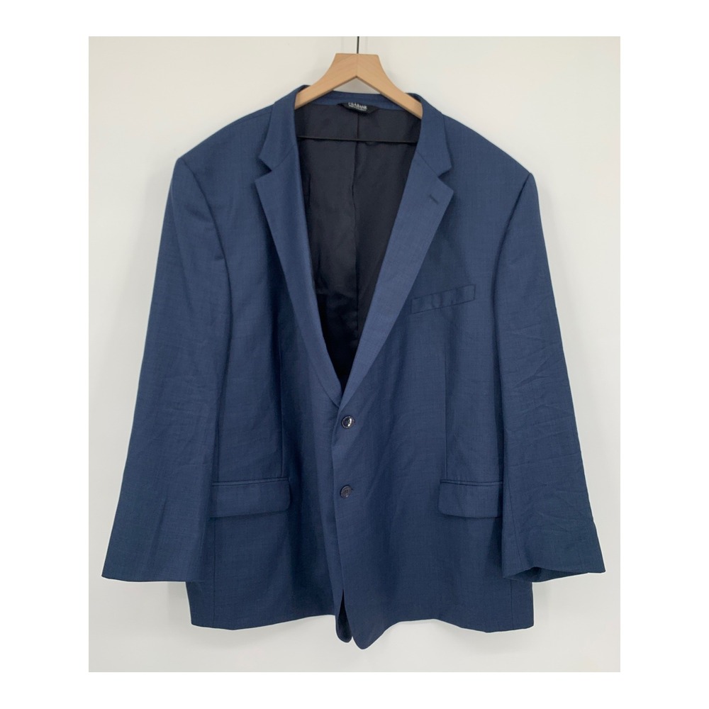 Jos A Bank Blazer Mens 60R Navy Blue Solid 100% Wool Traveler‎ Two Button